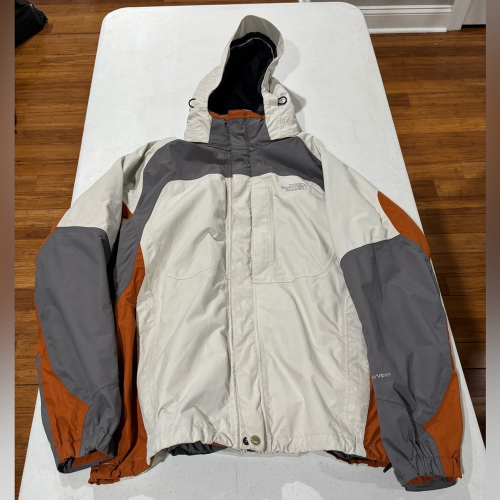 The North Face Men's Cream, Gray, and Orange Performance Jacket